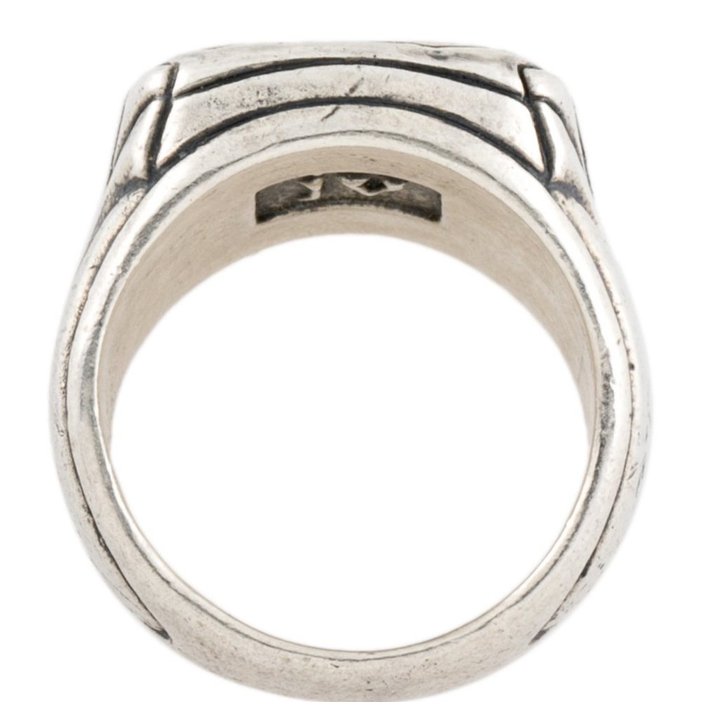 JOHN VARVATOS STERLING SILVER 925 HAMMERED SIGNET RING - Picture 4 of 4